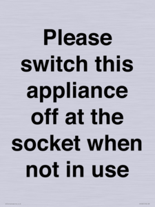 Please switch this appliance off at the socket when not in use